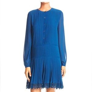 Tory Burch Women's Sydney Pleated
Knee-Length Shirt Dress Blue Size 6
